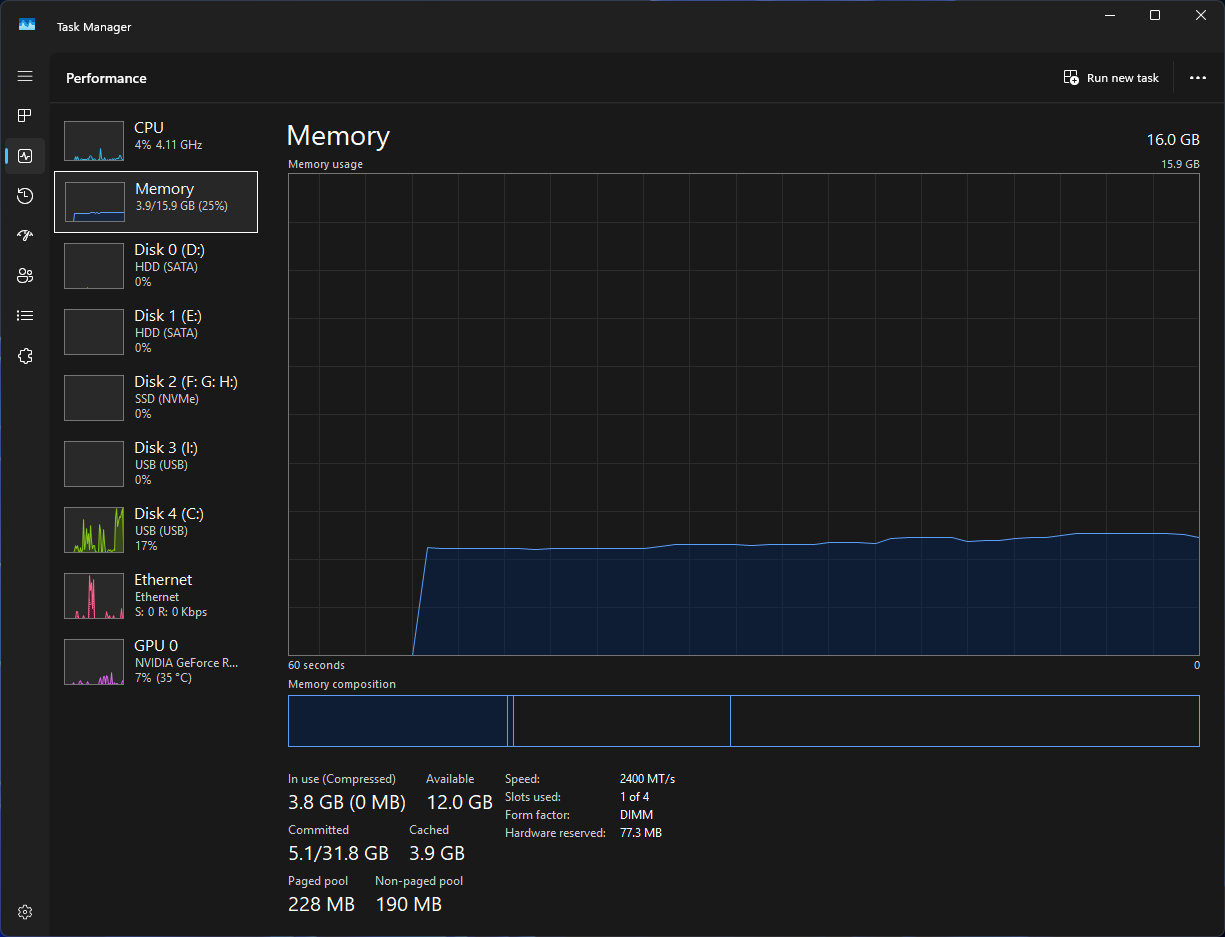 RAM Task Manager Before